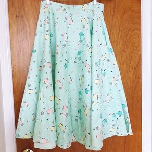 Voodoo Vixen Floral Ice Cream Print Skirt Green